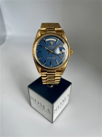 Besozzo - Via XXV Aprile 49 - Orologio Rolex Uomo Day-Date in Oro giallo ROLEX DAY-DATE 1803 ORO GIALLO 36MM BLU DIAL - ROLEX DAY-DATE 1803 ORO GIALLO 36MM BLU DIAL